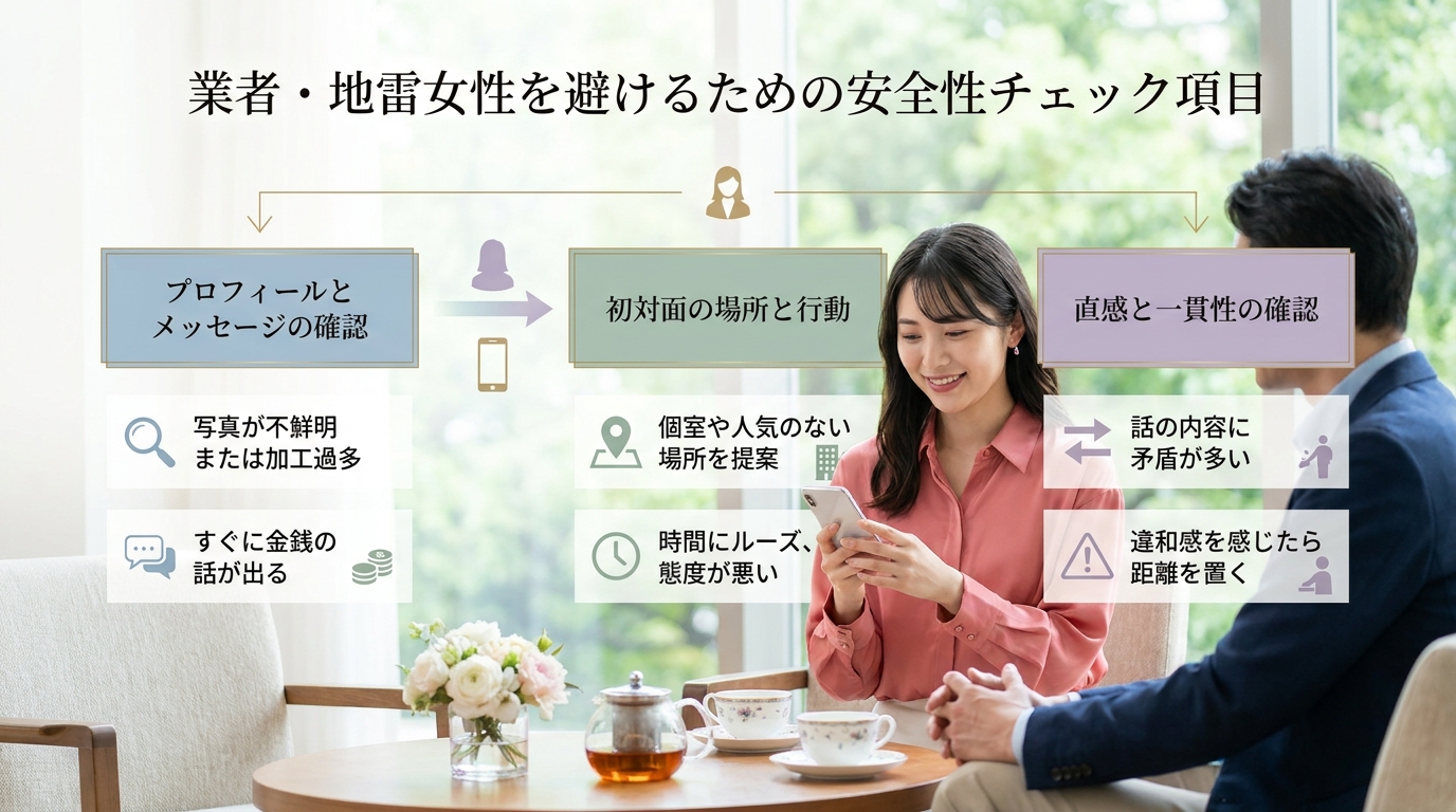 業者・地雷女性を避けるための安全性チェック項目