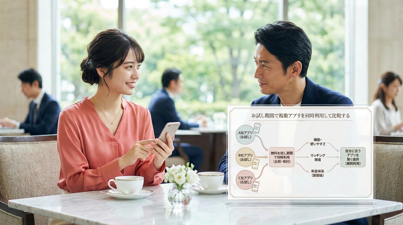 お試し期間で複数アプリを同時利用して比較する