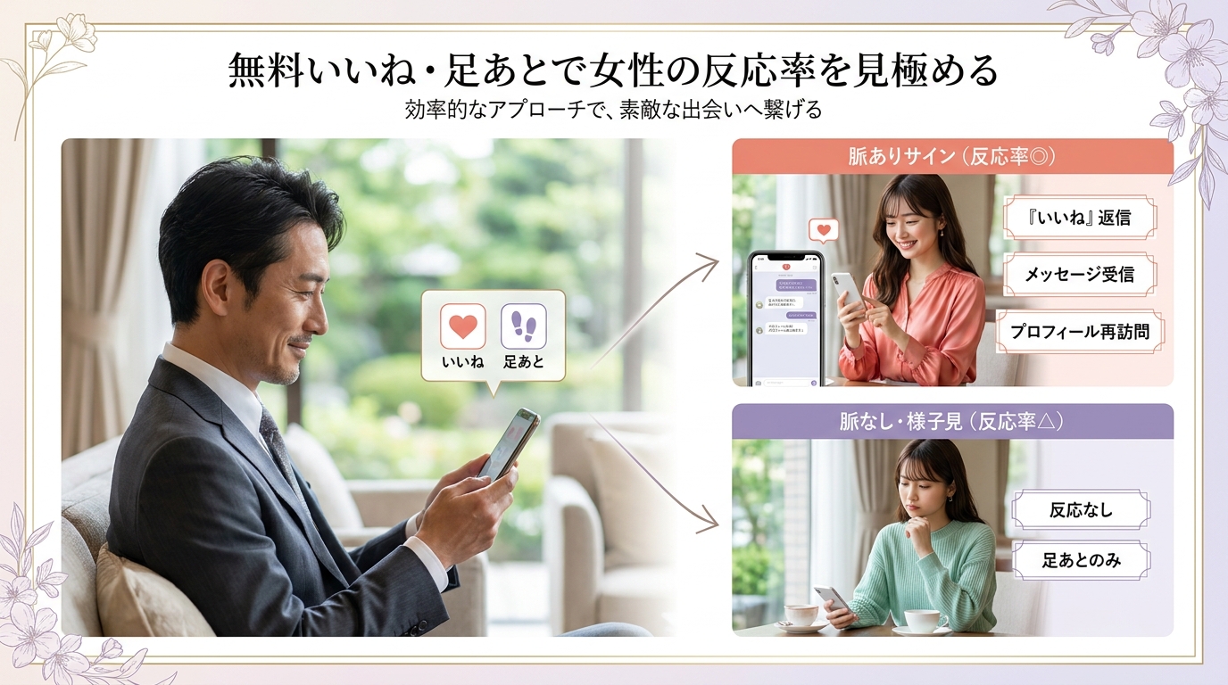 無料いいね・足あとで女性の反応率を見極める